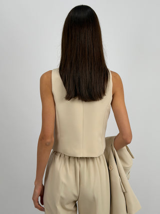 Gilet con Revers Beige