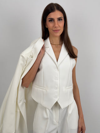 Gilet con Revers Bianco