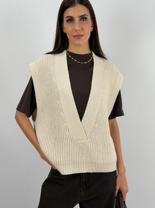 Gilet Lumina in Maglia Crema