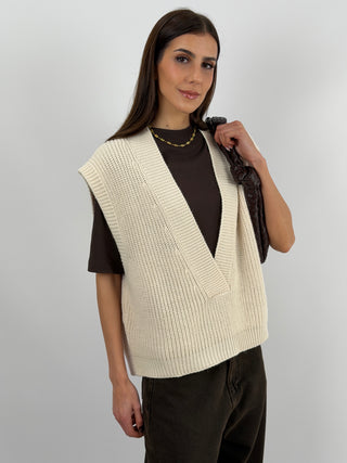 Gilet Lumina in Maglia Crema