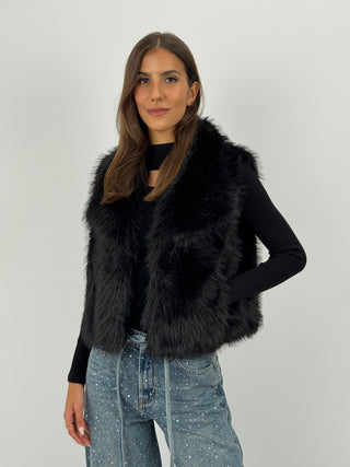 Gilet in Pelliccia Stelvio Nero
