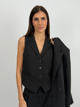 Gilet con Revers Nero
