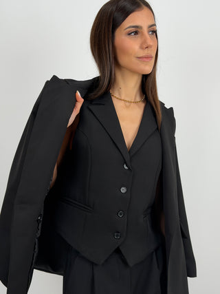 Gilet con Revers Nero