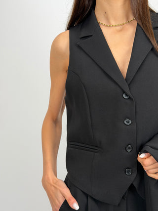 Gilet con Revers Nero
