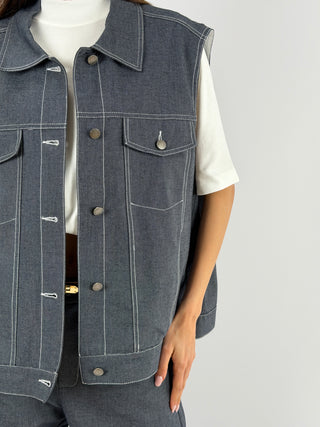 Gilet Lumina Over in Denim Blu