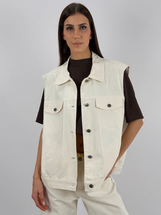 Gilet Lumina Over in Denim Panna