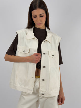 Gilet Lumina Over in Denim Panna