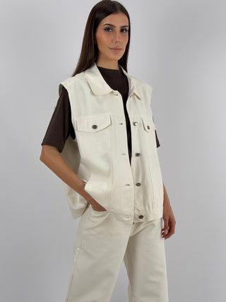 Gilet Lumina Over in Denim Panna