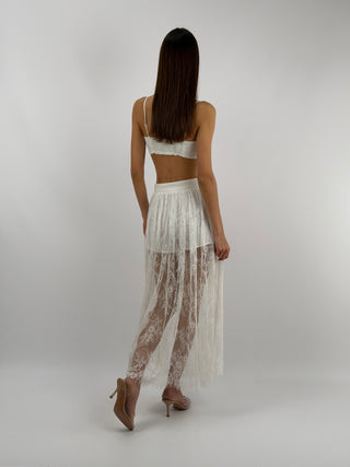 Set Top e Gonna Lunga in Pizzo Bianco Lumina
