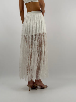 Set Top e Gonna Lunga in Pizzo Bianco Lumina