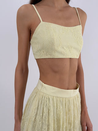Set Top e Gonna Lunga in Pizzo Giallo Lumina