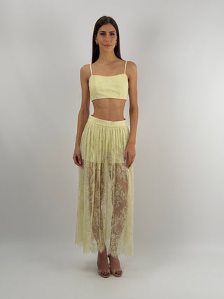 Set Top e Gonna Lunga in Pizzo Giallo Lumina