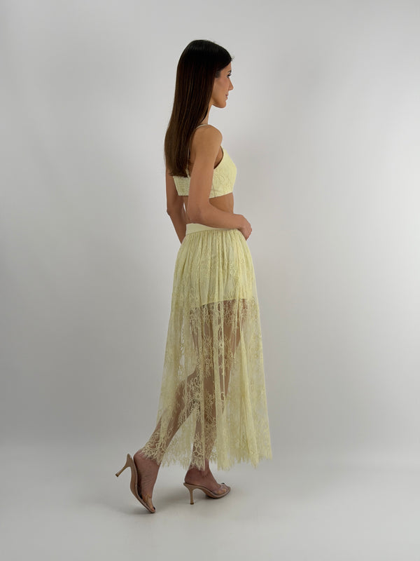 Set Top e Gonna Lunga in Pizzo Giallo Lumina