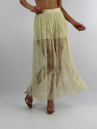 Set Top e Gonna Lunga in Pizzo Giallo Lumina