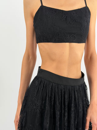 Set Top e Gonna Lunga in Pizzo Nero Lumina