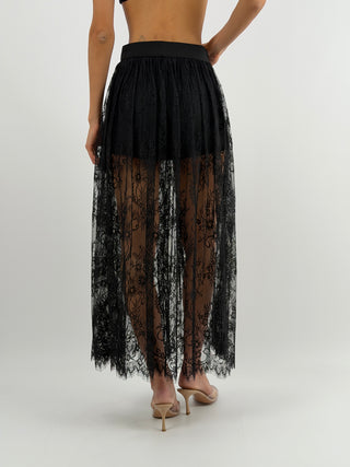 Set Top e Gonna Lunga in Pizzo Nero Lumina