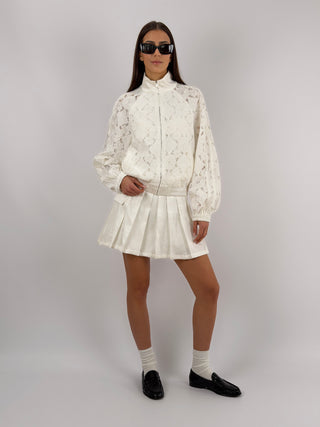 Minigonna Lumina in Raso a Pieghe Bianca