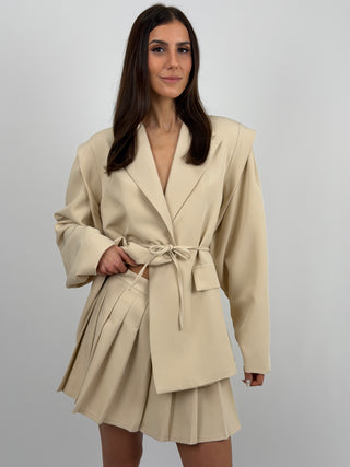 Gonna Corta a Pieghe Beige