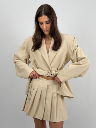 Gonna Corta a Pieghe Beige