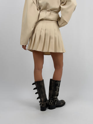 Gonna Corta a Pieghe Beige