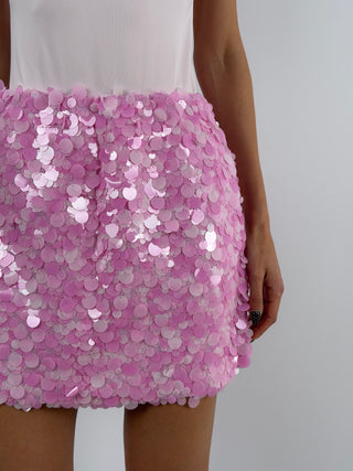Gonna Mini con Paillettes Rosa