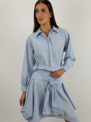 Gonna Camicia a Righe Azzurre e Bianche