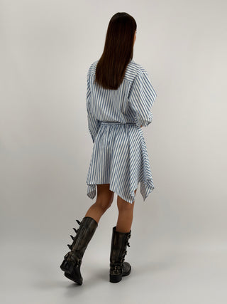 Gonna Camicia a Righe Bianche e Azzurre