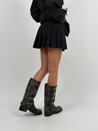 Gonna Corta a Pieghe Nera