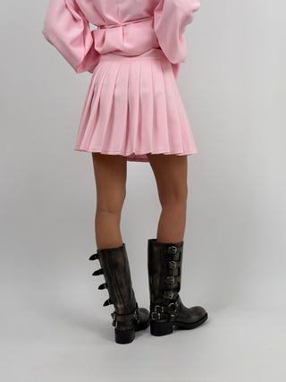 Gonna Corta a Pieghe Rosa