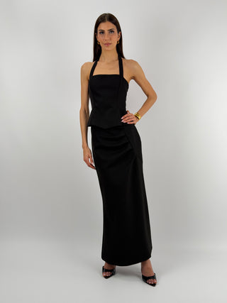 Gonna Lumina Longuette Drappeggiata Nera