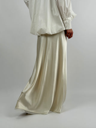 Gonna Lunga Satin Crema Lumina