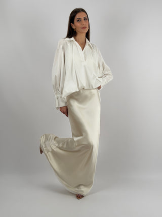 Gonna Lunga Satin Crema Lumina
