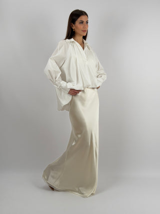 Gonna Lunga Satin Crema Lumina