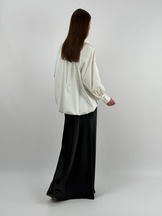 Gonna Lunga Satin Nera Lumina