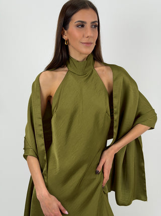 Stola in Satin Verde Olio