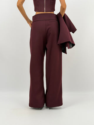 Pantaloni Fascia in Vita Bordeaux Lumina