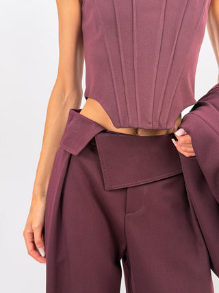 Pantaloni Fascia in Vita Bordeaux Lumina