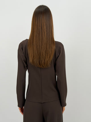Blusa Effetto Foulard Marrone Lumina