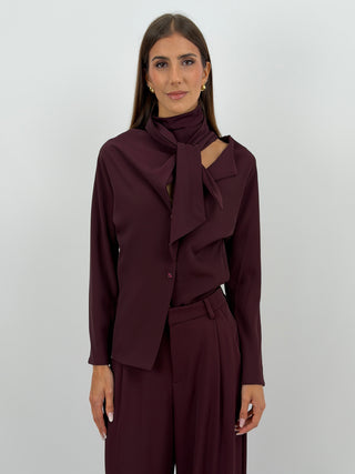 Blusa Effetto Foulard Bordeaux Lumina