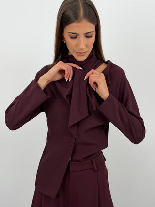 Blusa Effetto Foulard Bordeaux Lumina