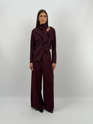 Blusa Effetto Foulard Bordeaux Lumina