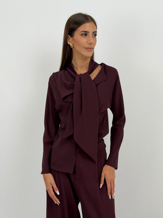 Blusa Effetto Foulard Bordeaux Lumina