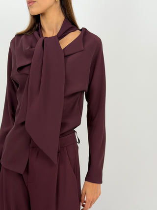 Blusa Effetto Foulard Bordeaux Lumina