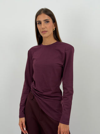 Maglia con Arricciatura Bordeaux Lumina
