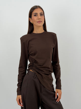 Maglia con Arricciatura Marrone Lumina