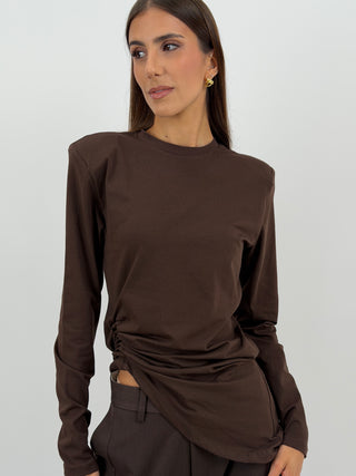 Maglia con Arricciatura Marrone Lumina