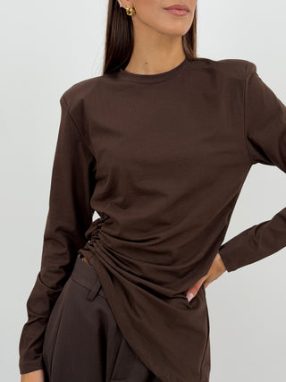 Maglia con Arricciatura Marrone Lumina