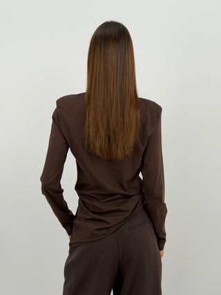 Maglia con Arricciatura Marrone Lumina