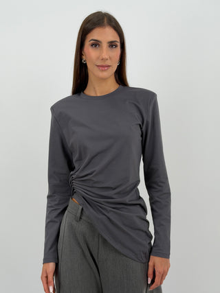 Maglia con Arricciatura Grigia Lumina