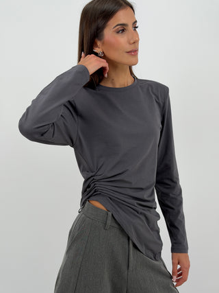 Maglia con Arricciatura Grigia Lumina